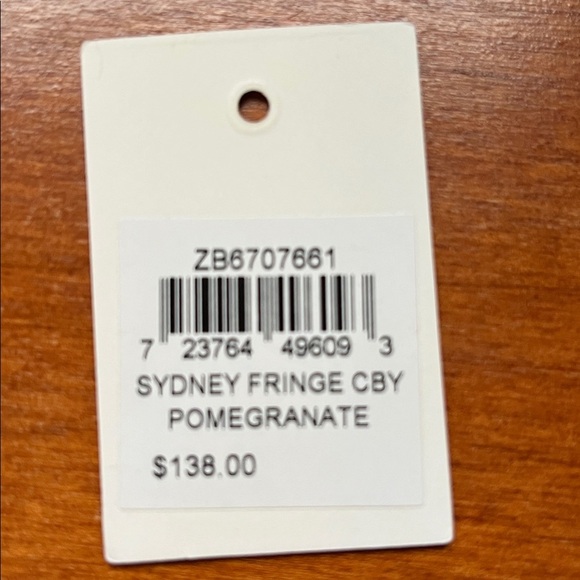 NWOT Fossil Sydney Fringe Leather Crossbody Pomegranate - Picture 9 of 10